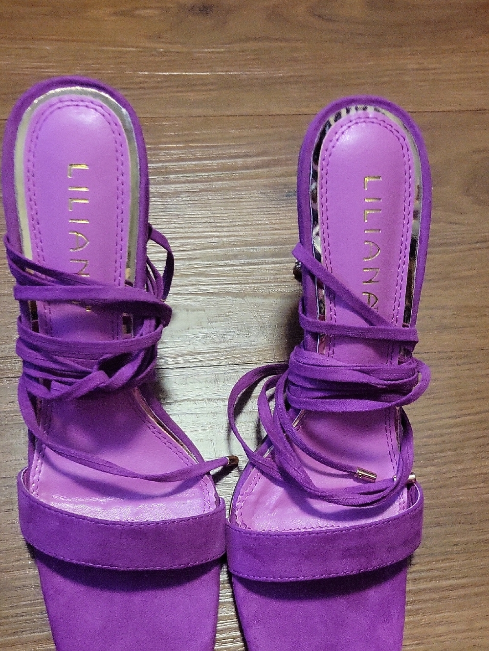 Liliana Purple Lace-Up Strappy Heels